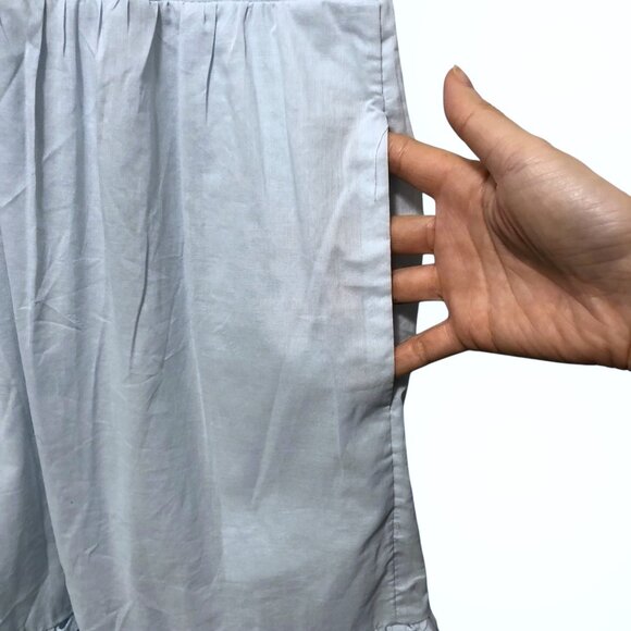 NWT TheGet Solid Light Blue Eyelet Short Sleeves Tiered with Pockets Midi Dress - Picture 6 of 9